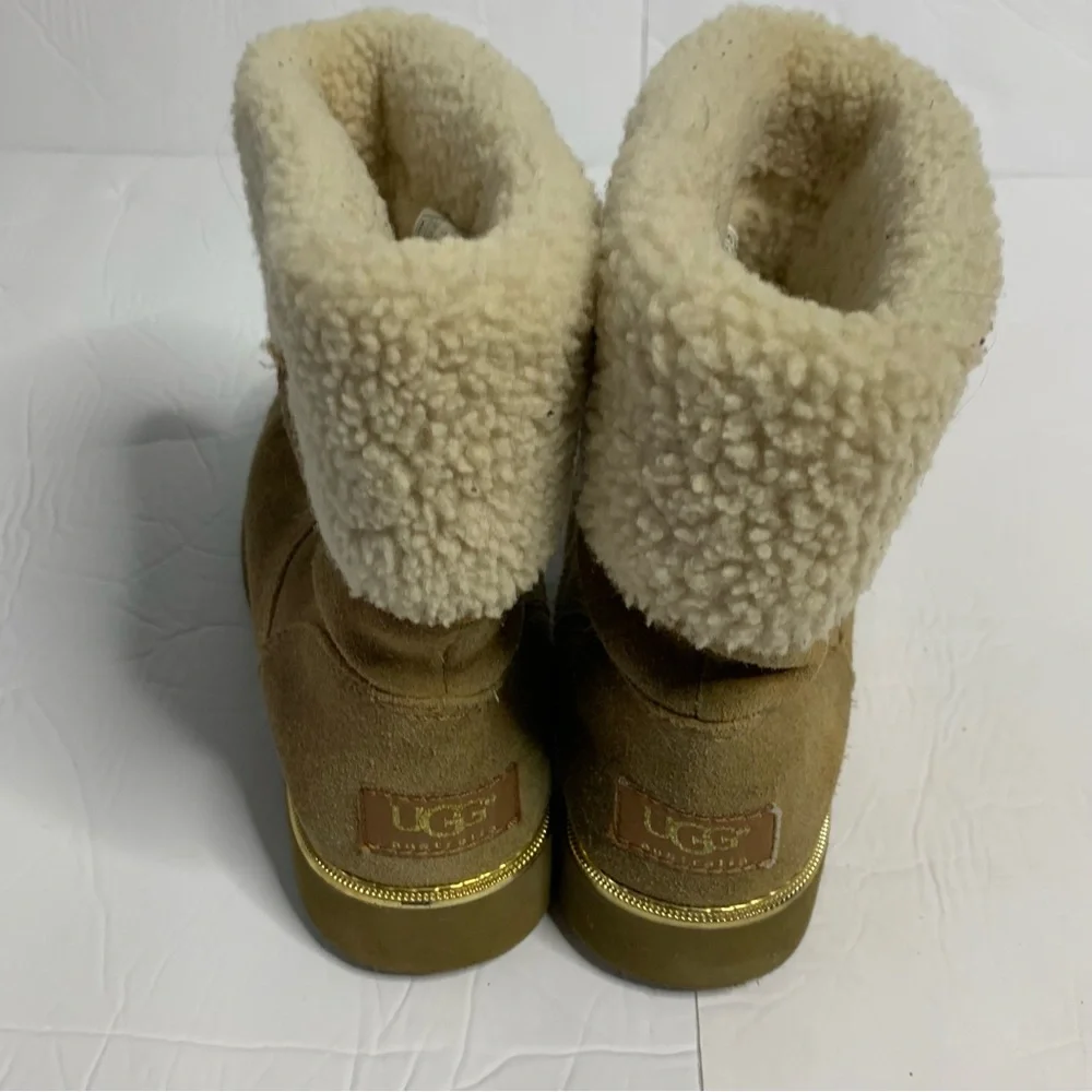 Ugg Australia Boots Youth Size 4 Callie Chestnut Suede Sheepskin 1005123K